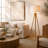 Cardone 60" Tripod Floor Lamp with Drum Shade and Foot Switch – Wooden Metal Legs/White Shade-452105668