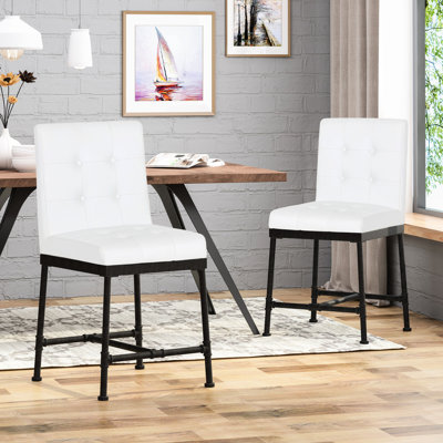 Industrial Modern Counter Stools ( Of 2) - Button Wood White 23''d X 38.8''h 2 Stool