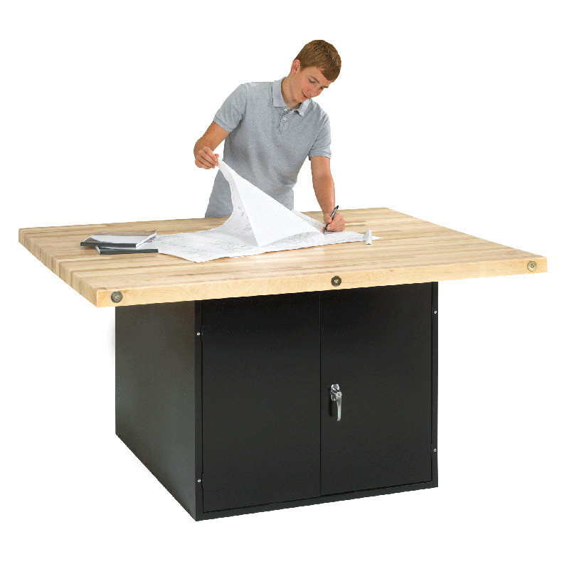Établi avec plan de travail en bois l 64 po étau