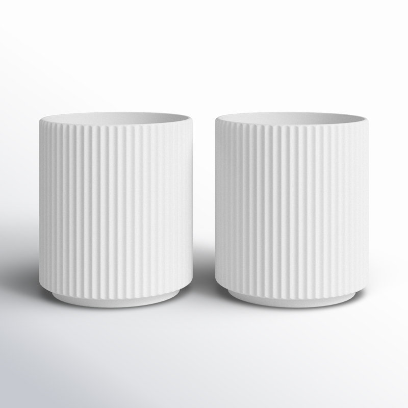 Pot à fleurs rond Demi Series, 2, Blanc, H 11,5 po x l 10,5 po x P 10,5 po