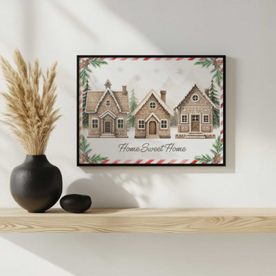 «Gingerbread Lane Homes Home Sweet Home» par Nicole DeCamp, reproduction d'art