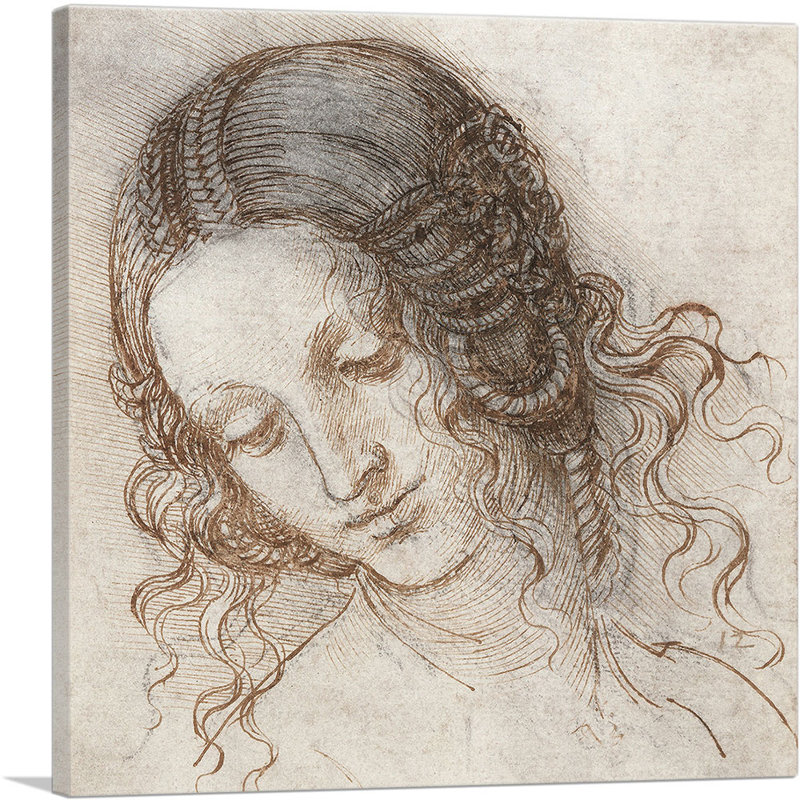 «Head of Leda 1506» par Leonardo Da Vinci, reproduction d'art sur toile tendue, H 36 po x l 36 po x 1,5 po