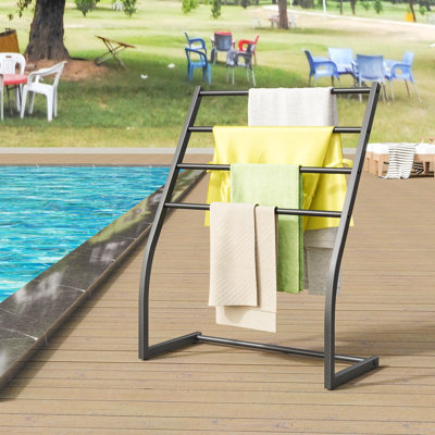 Towel Racks For Bathroom, Free Standing Towel Rack, Pool Towel Racks Outdoor, 4 Tier Wide Metal Towel Bar Stand, Blanket Ladder Holder, Drying And Display Rack For Oversized Bath Towel