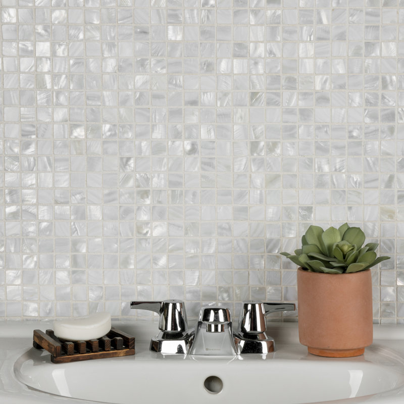 Conchella Square White 12" x 12" Natural Shell Mosaic Tile