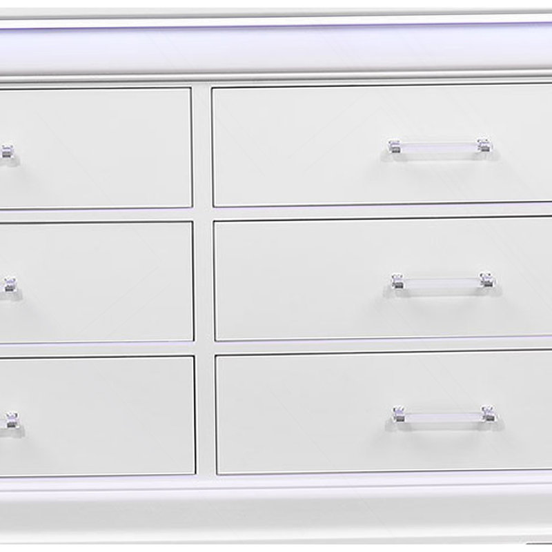 Commode horizontale en bois manufacturé avec 6 tiroirs