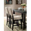 Charme rustique en lin beige, tissu 2 pièces, chaises de hauteur comptoir, garniture cloutée, noir antique, détails vieillis audacieux-356013893