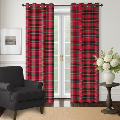 Edinburgh Plaid Cotton Grommet Top Drapery Panel Set of 2 - 50x108