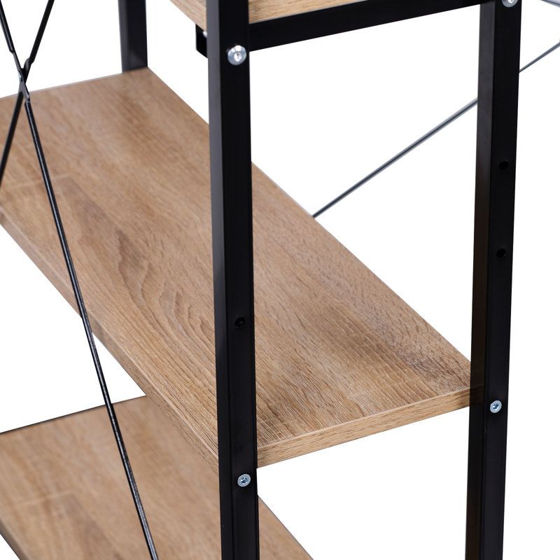 Akridge Leaning / Ladder Desk, Black, Light Oak