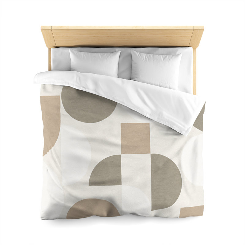 Microfiber Duvet Cover Boho Style, Design 74, Queen Duvet Cover, White