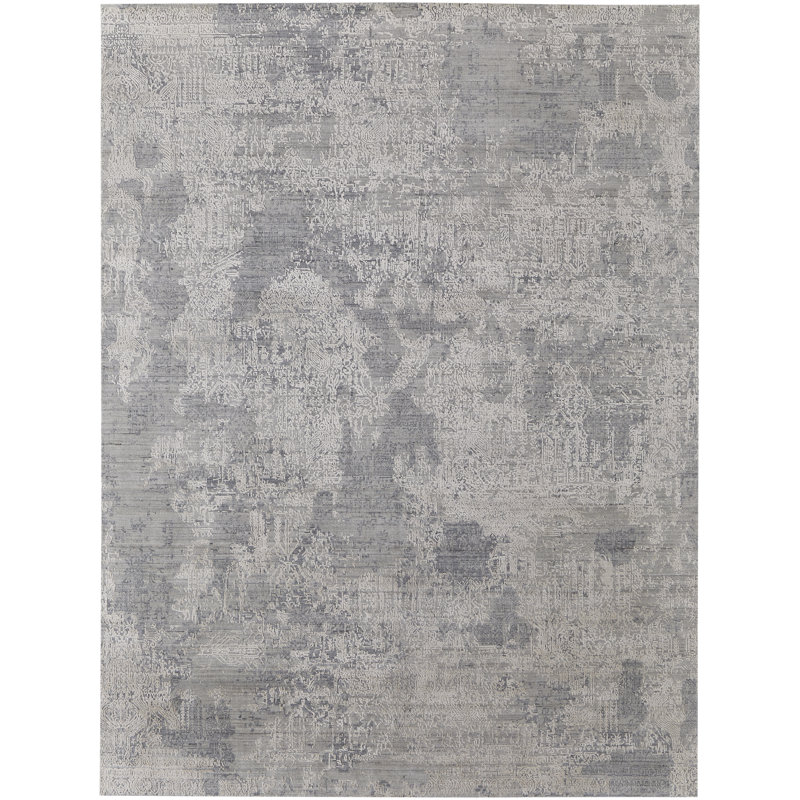 Eastfield Wool Abstract Area Rug in Gray, Round 8'