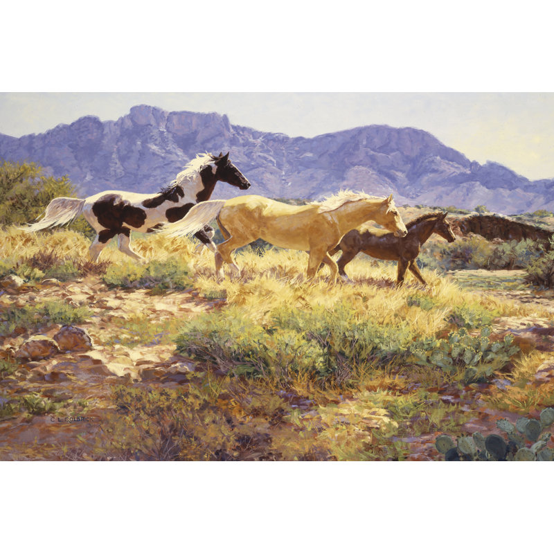 Chevaux au grand lavage, H 8 po x l 12 po x P 1,25 po