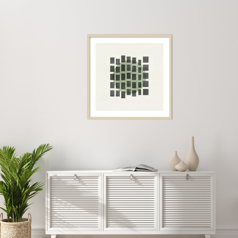 Reproduction d'art murale encadrée en bois Leia, minimaliste japonais, par The Miuus Studio, Brun, H 33 po x l 33 po