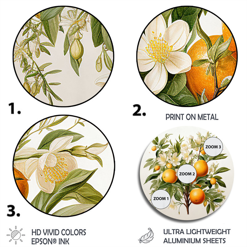 Oranger orange - art rond en métal, H 36 po x l 36 po