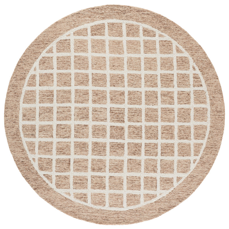 Tapis d'intérieur en laine touffeté à la main genre, Rond 6 pi 0 po x 6 pi 0 po