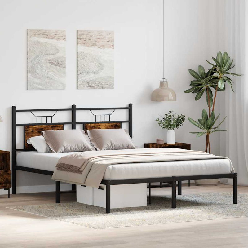 Bed Frame Without Mattress Engineered Wood, Kingsize (5'), Smoked Oak