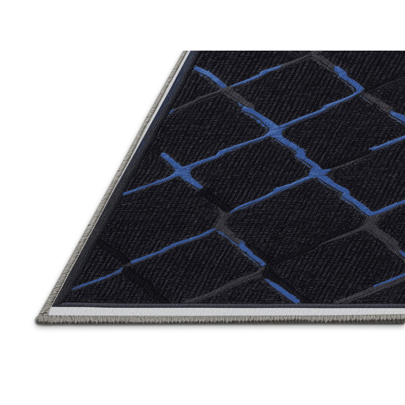 Tapis gris en treillis lavable à la machine, Rectangle de 5 pi x 8 pi