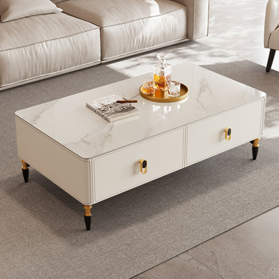 Modern Faux Saddle Leather Coffee Table