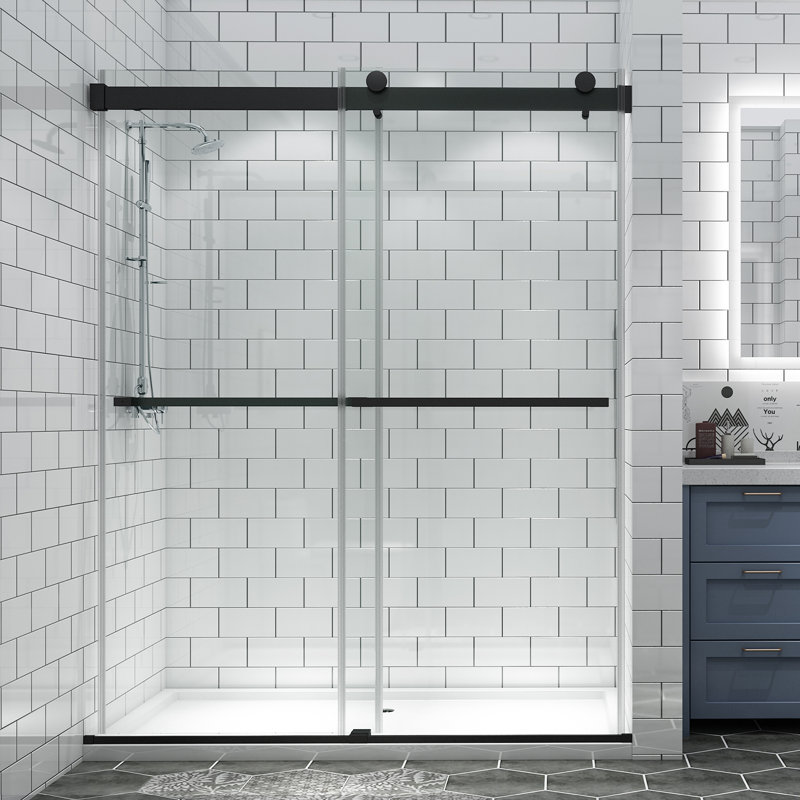 Porte de douche sans cadre, Noir