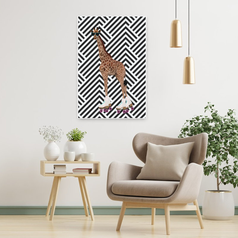 Retro Skater Giraffe Retro Wall Art Print, 91.44cm H x 60.96cm W