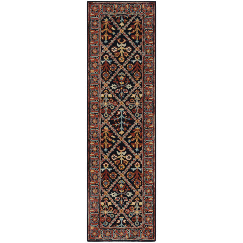 Tapis oriental en laine touffeté à la main Wahcheechee, Tapis de couloir 2 pi 3 po x 8 pi