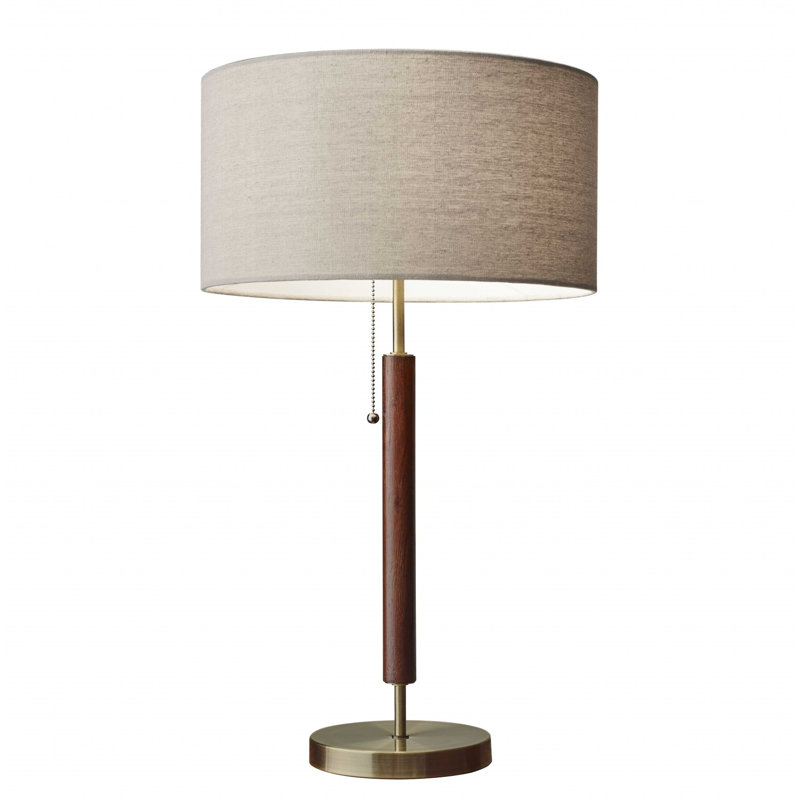 Lampe de table 26,25 po Fernando, Eucalyptus noyer / laiton antique, Gris