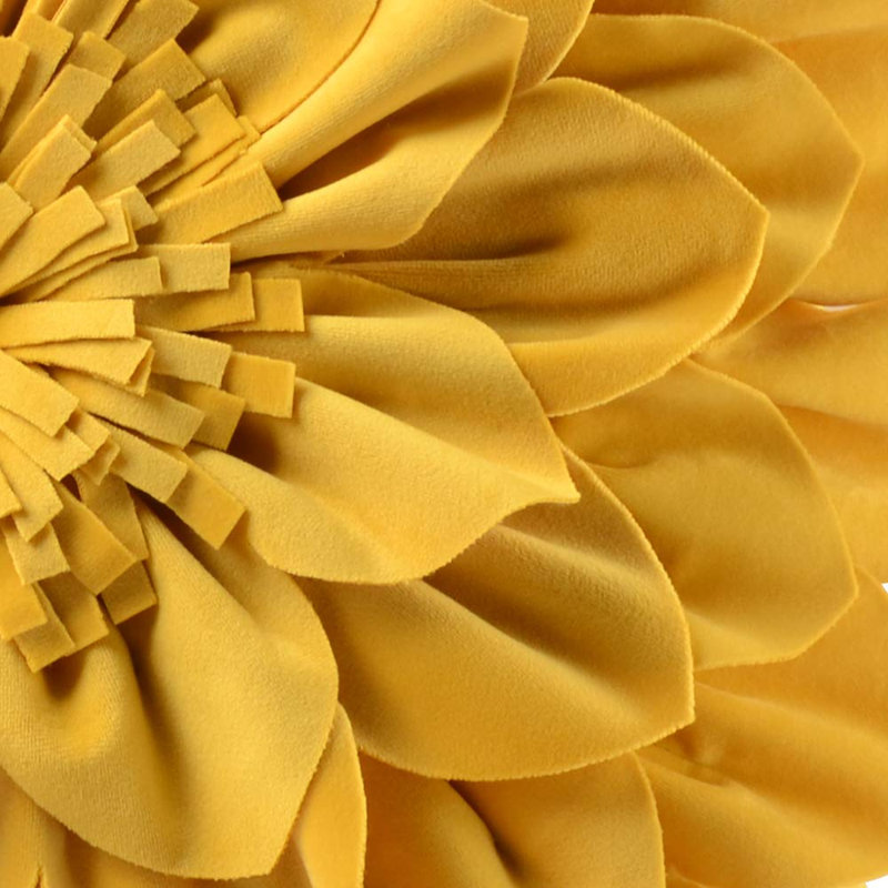 Appliqued Velvet Pillow Cover, Yellow