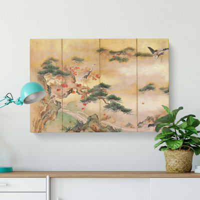 The Cranes Beside a Lake by Hashimoto Gaho - Wrapped Canvas