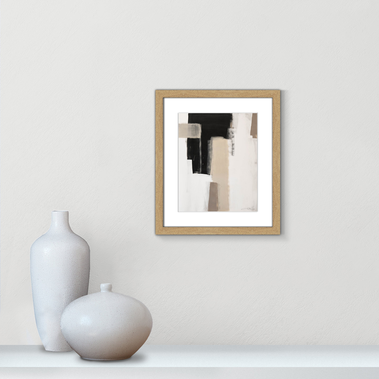 Calvin "Earth Scapes I" Print, No Mat, 15" H x 13" W x 1.25" D, Natural Woodgrain Single Picture Frame