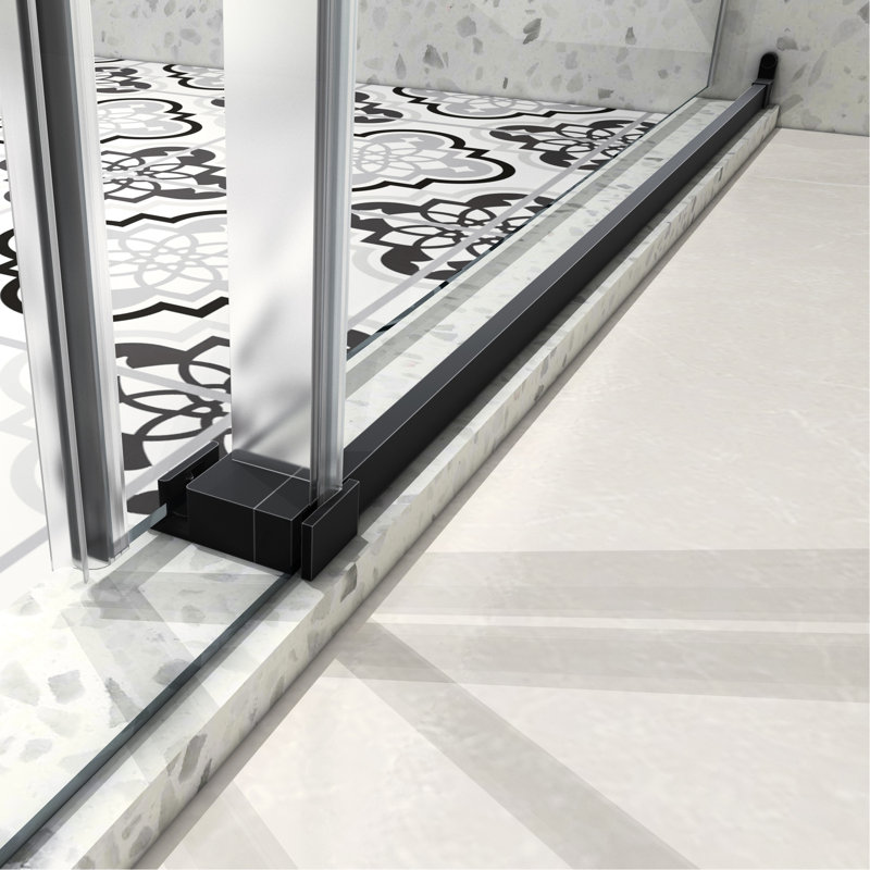 Compartiment de douche noir mat 6063 -, poulies en acier inoxydable 304 de 70 mm, porte de baignoire Nano Easy Clean avec nettoyage, fermeture en douceur