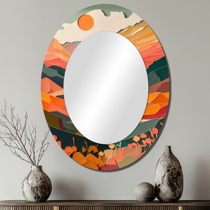 Sublime Sun Soaked Simplicity II - Large Oval Wall Mirror On Metal, 40" x 30"
