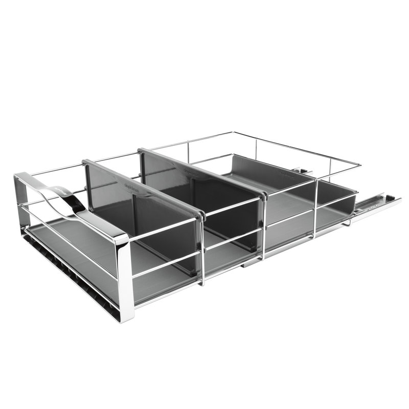 Gray Heavy-Gauge Steel Pull-Out Kitchen Cabinet Organizer