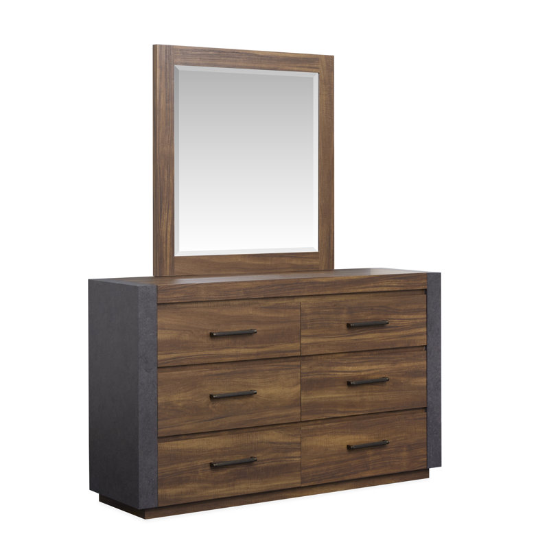 Double Drawer Dresser With Paper Mirror