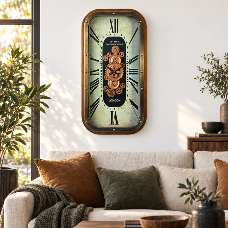 Horloge murale avec engrenages en mouvement de The The Gear, Argent argent