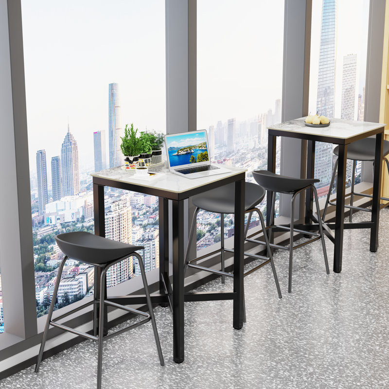 Mianca Marble Top Metal Base Dining Table, Jade White