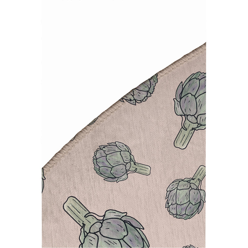 Summer Artichoke Outdoor Rug, Round 5'