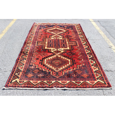 Tapis rouge noué à la main 5 x 8