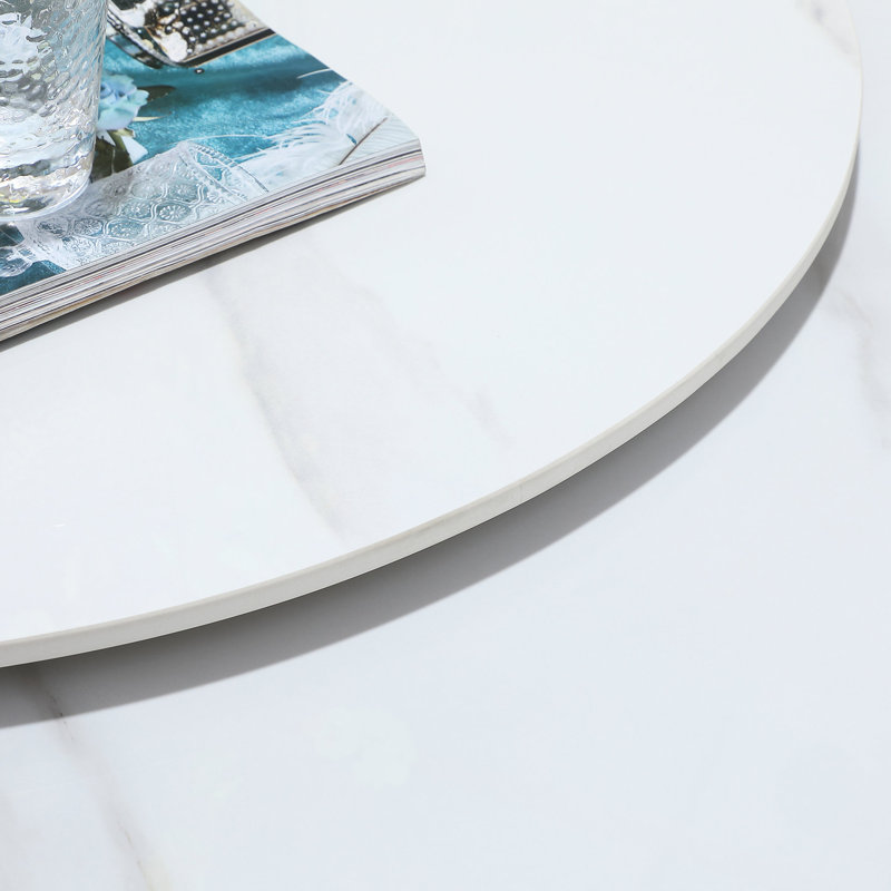 Table de salle à manger en fritté de 59,05 po avec plate-forme rotative ronde de 31,5 po pour 8 personnes, plateau élégant et tendance