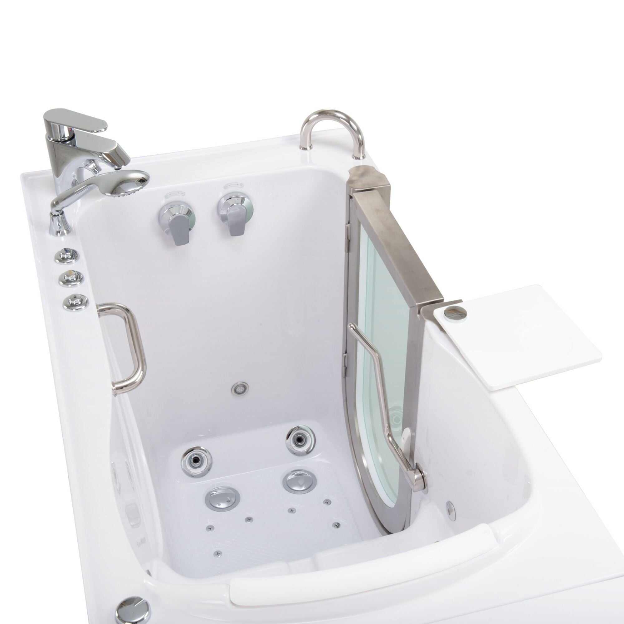 Acrylic 54 in. x 30 in. Left Hand Walk-In Air And Whirlpool Jets Hot Tub in  White With Quick Fill Faucet