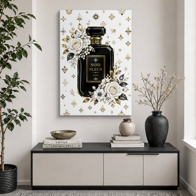 «Noir Fleur», œuvre d'art, impression sur toile encadrée, impression sur toile, 36" H x 24" W x 1.5" D, Wrapped Canvas