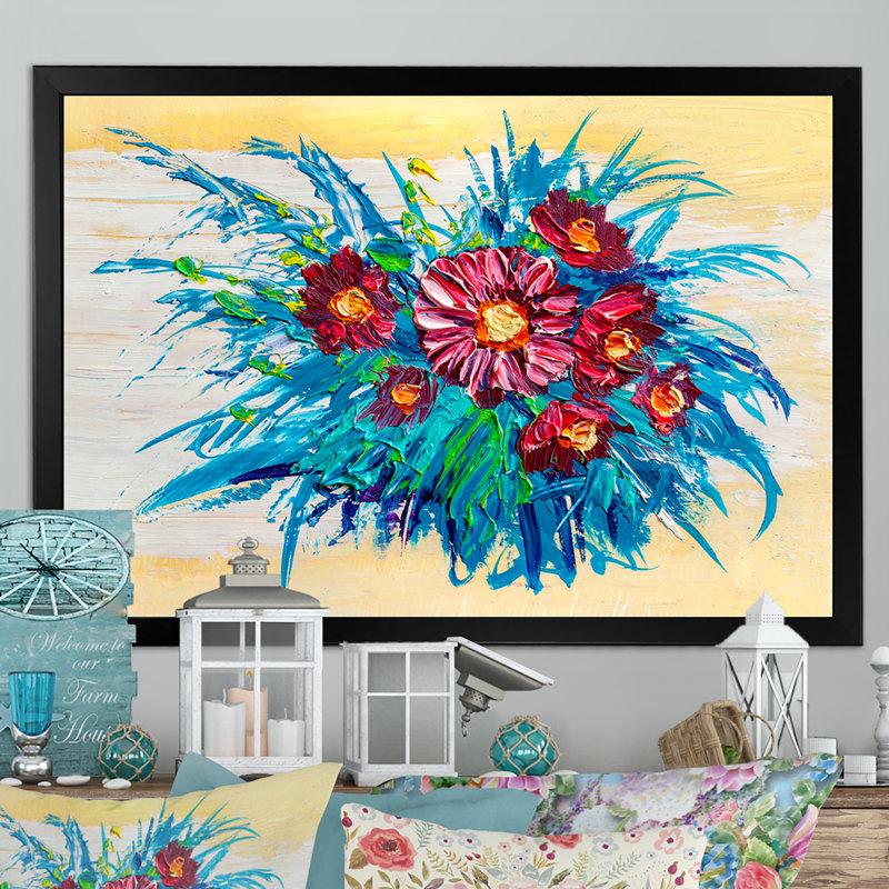 Bouquet de roses, impression sur toile traditionnelle, H 8 po x l 12 po x P 1 po, Cadre photo noir