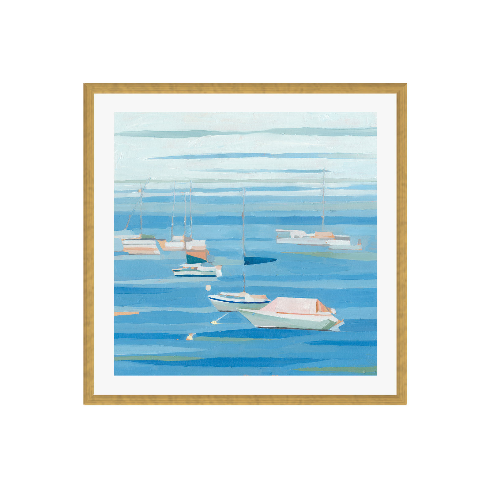 Summer Regatta I by Emma Scarvey, 20"H x 20"W, Gold