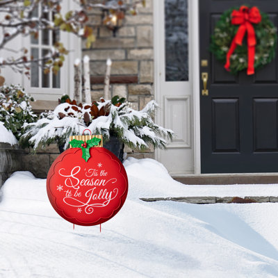32"H Large Metal Christmas Ornament Yard Stake Or Wall Decor(KD,Two Function)