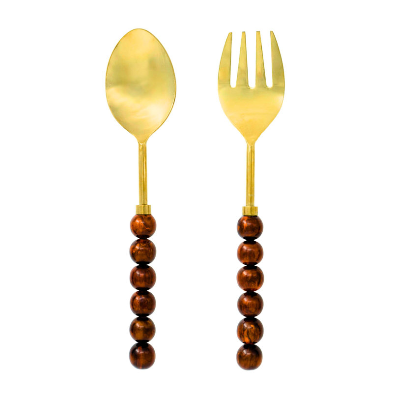 Rathlin Butter Salad Server Set, Brown