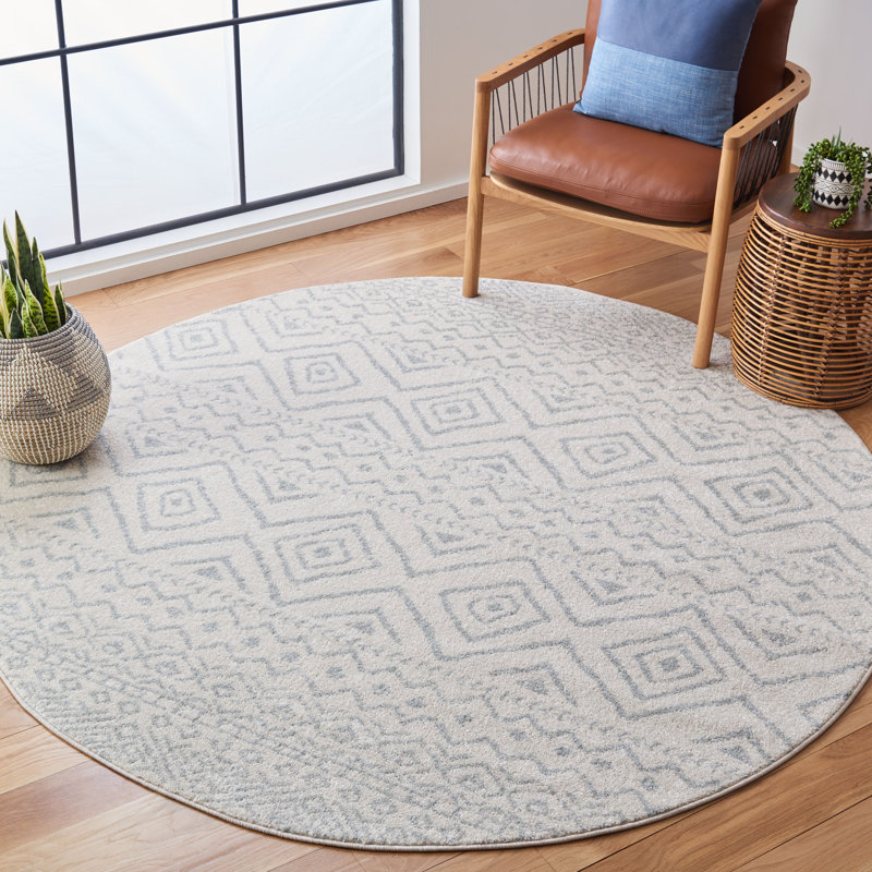 Tapis ivoire / gris clair Sutphin Southwestern, Rond 9 pi