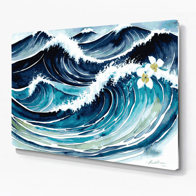 «Hawaiian Ocean Blues», art mural en métal bleu