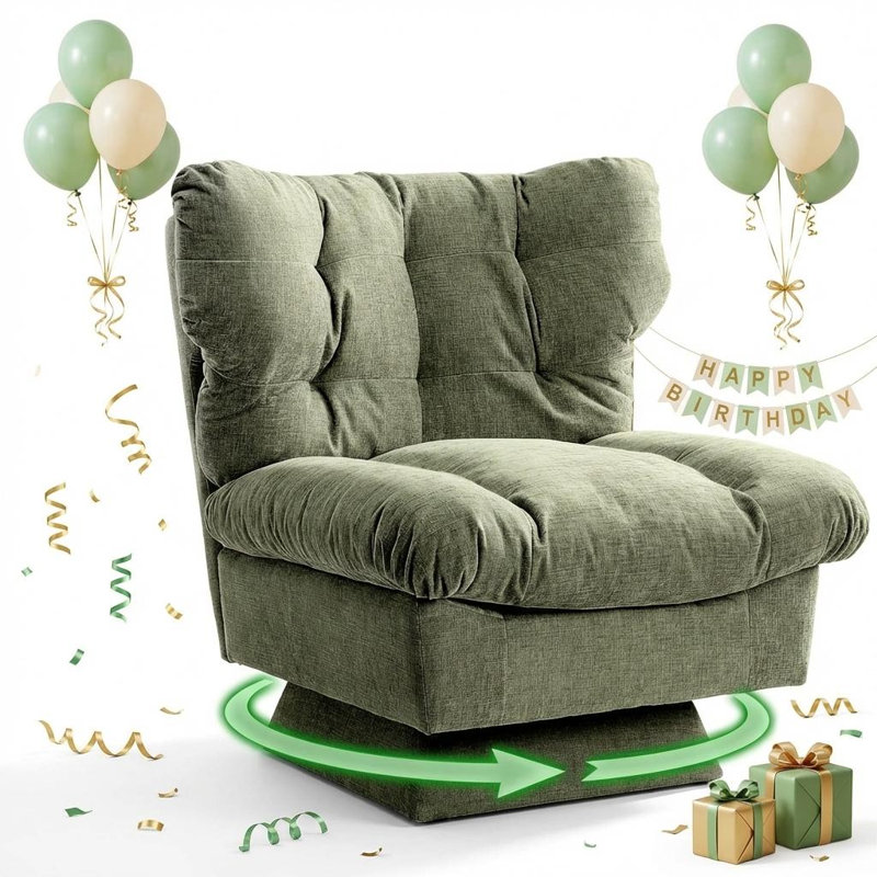 Upholstered Swivel Side Chair, Green