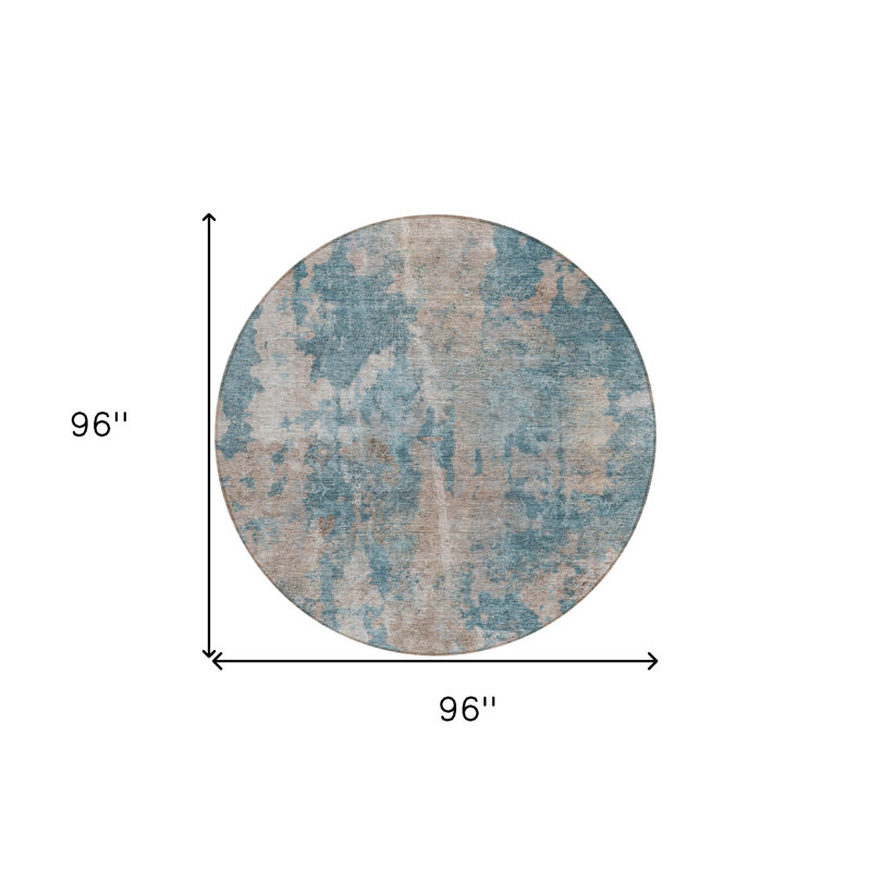 Tapis rond extérieur antidérapant rond 8 'sarcelle et taupe