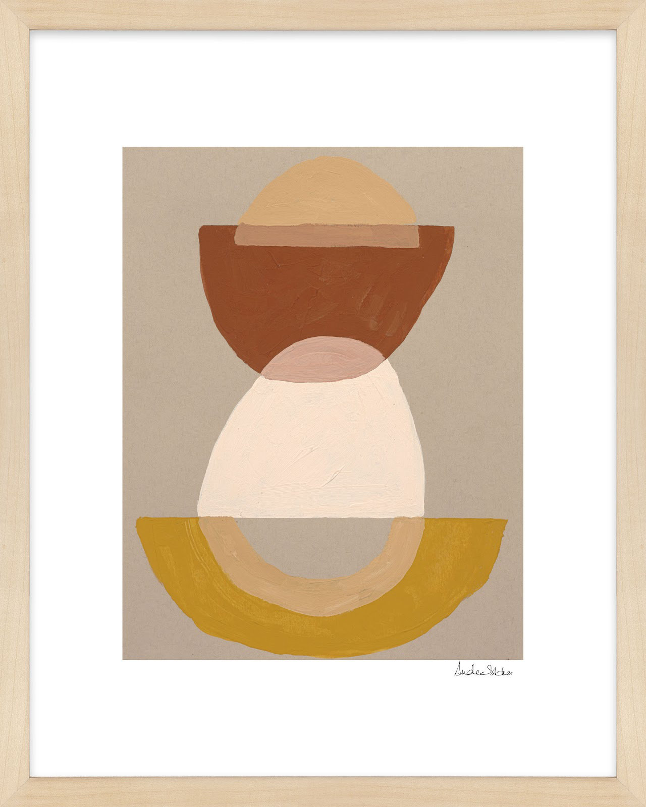 Composition 01 Print by Andrea Stokes, Brown Framed, 50" H x 40" W x 1.25" D