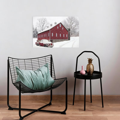 «The Snowy Path Home Abstract Contemporary Winter Architecture», reproduction d'art mural