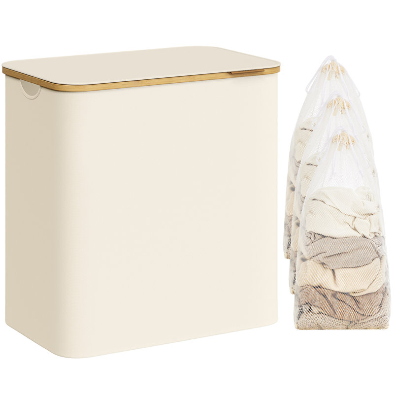 Laundry Hamper with Handles, Cream White, 60x38.5x70.5cm